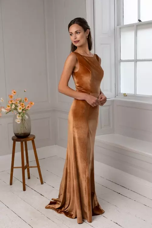 Pearl Elegant Slinky Modern Bridesmaids Dress Luna by True Bride